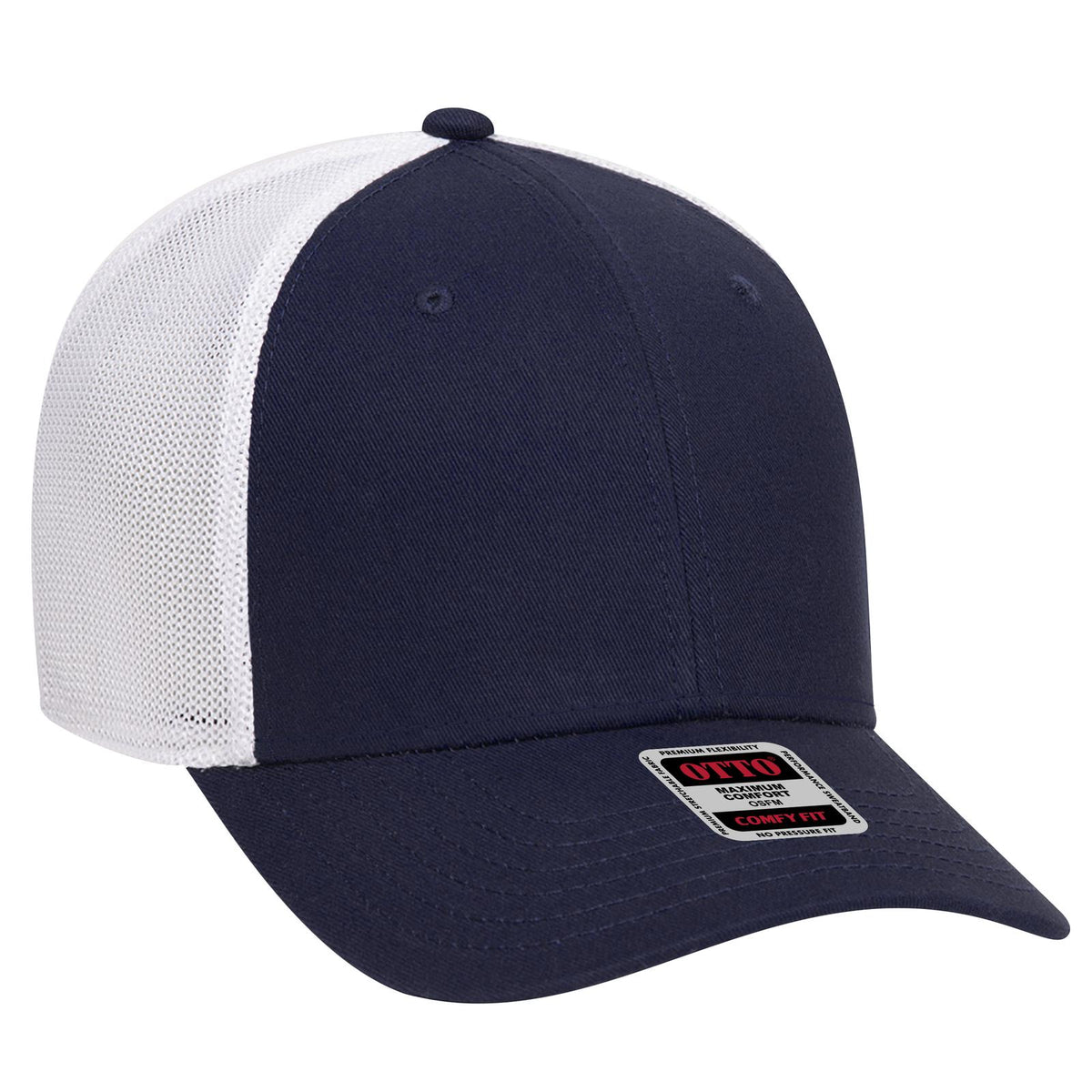 Right View of 040416 - Nvy/Nvy/Wht OTTO CAP "OTTO COMFY FIT" 6 Panel Low Profile Mesh Back Trucker Hat