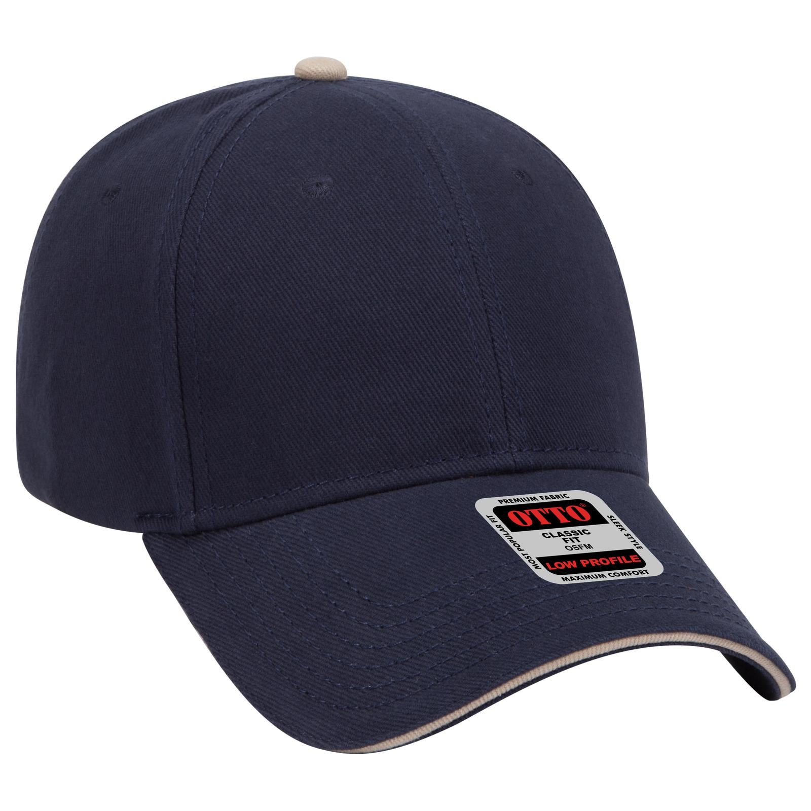 Front View of 040432 - Nvy/Nvy/Kha OTTO CAP 6 Panel Low Profile Baseball Cap