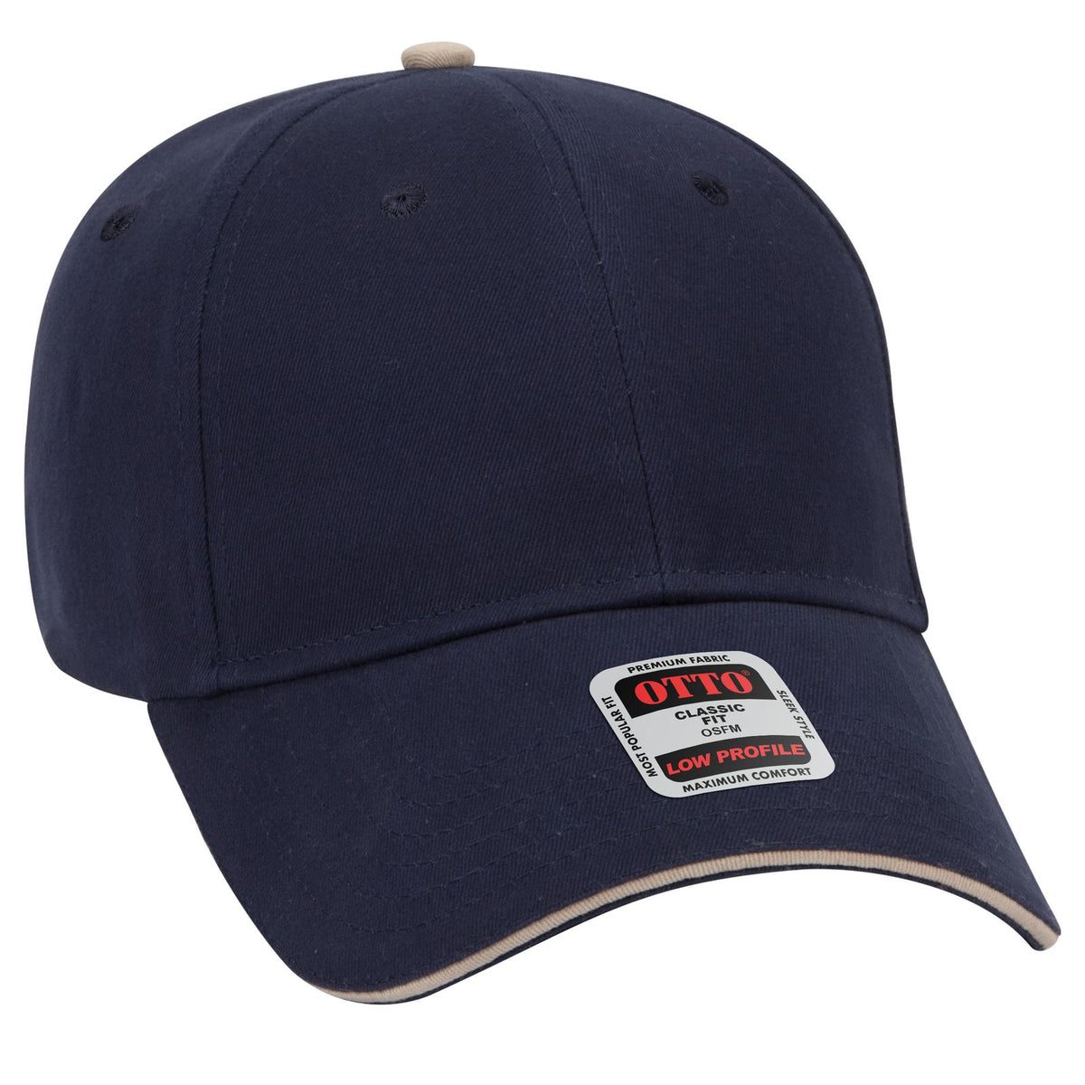 Right View of 040432 - Nvy/Nvy/Kha OTTO CAP 6 Panel Low Profile Baseball Cap