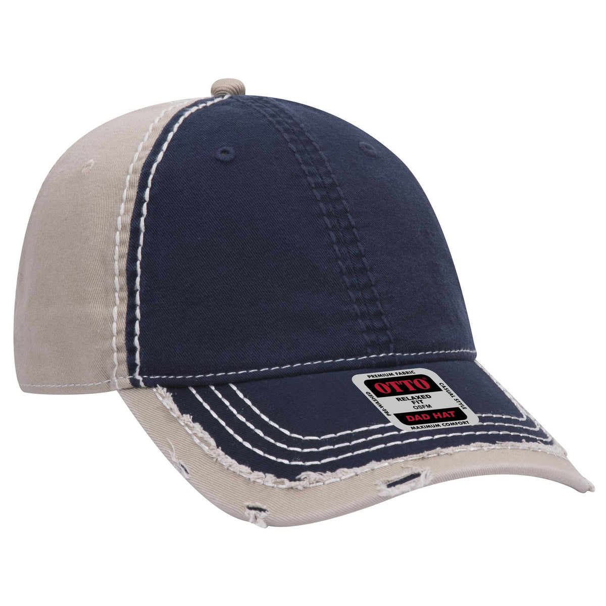 Right View of 040432 - Nvy/Nvy/Kha OTTO CAP 6 Panel Low Profile Dad Hat