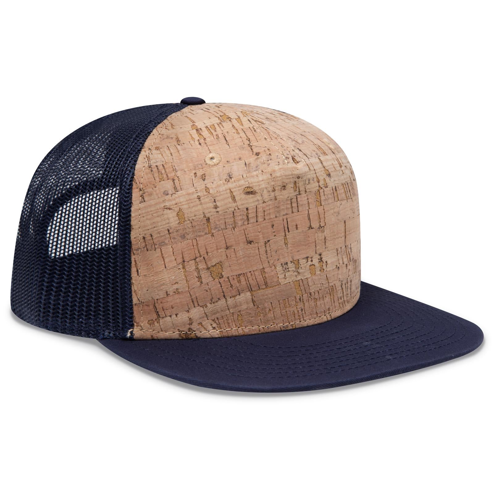 Right View of 0411204 - Nvy/Cork/Nvy OTTO CAP "OTTO SNAP" 5 Panel Pro Style Mesh Back Trucker Snapback Hat