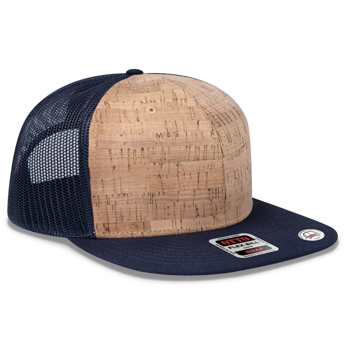 Right View of 0411204 - Nvy/Cork/Nvy OTTO CAP "OTTO SNAP" 6 Panel Pro Style Mesh Back Trucker Snapback Hat