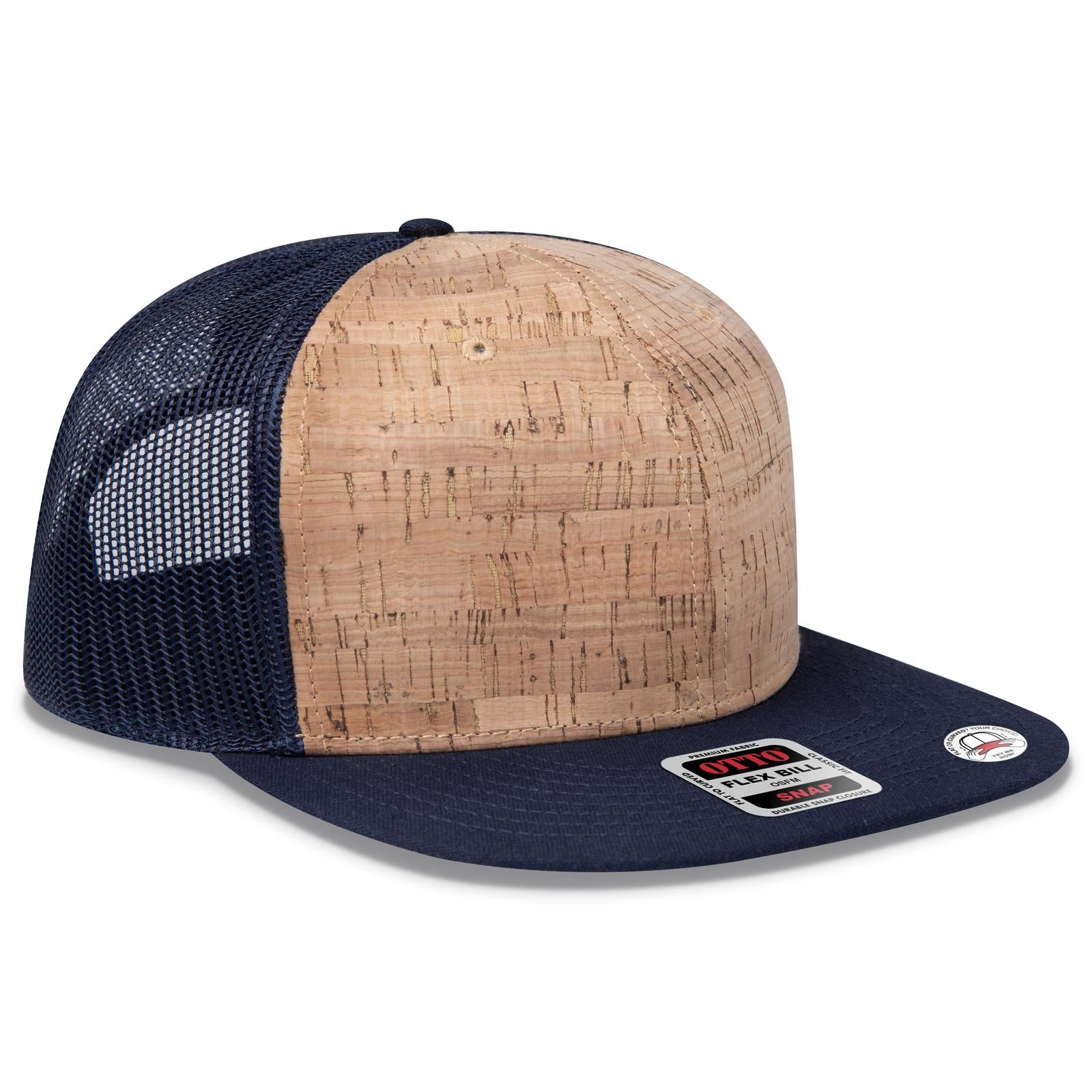 Front View of 0411204 - Nvy/Cork/Nvy OTTO CAP "OTTO SNAP" 6 Panel Pro Style Mesh Back Trucker Snapback Hat