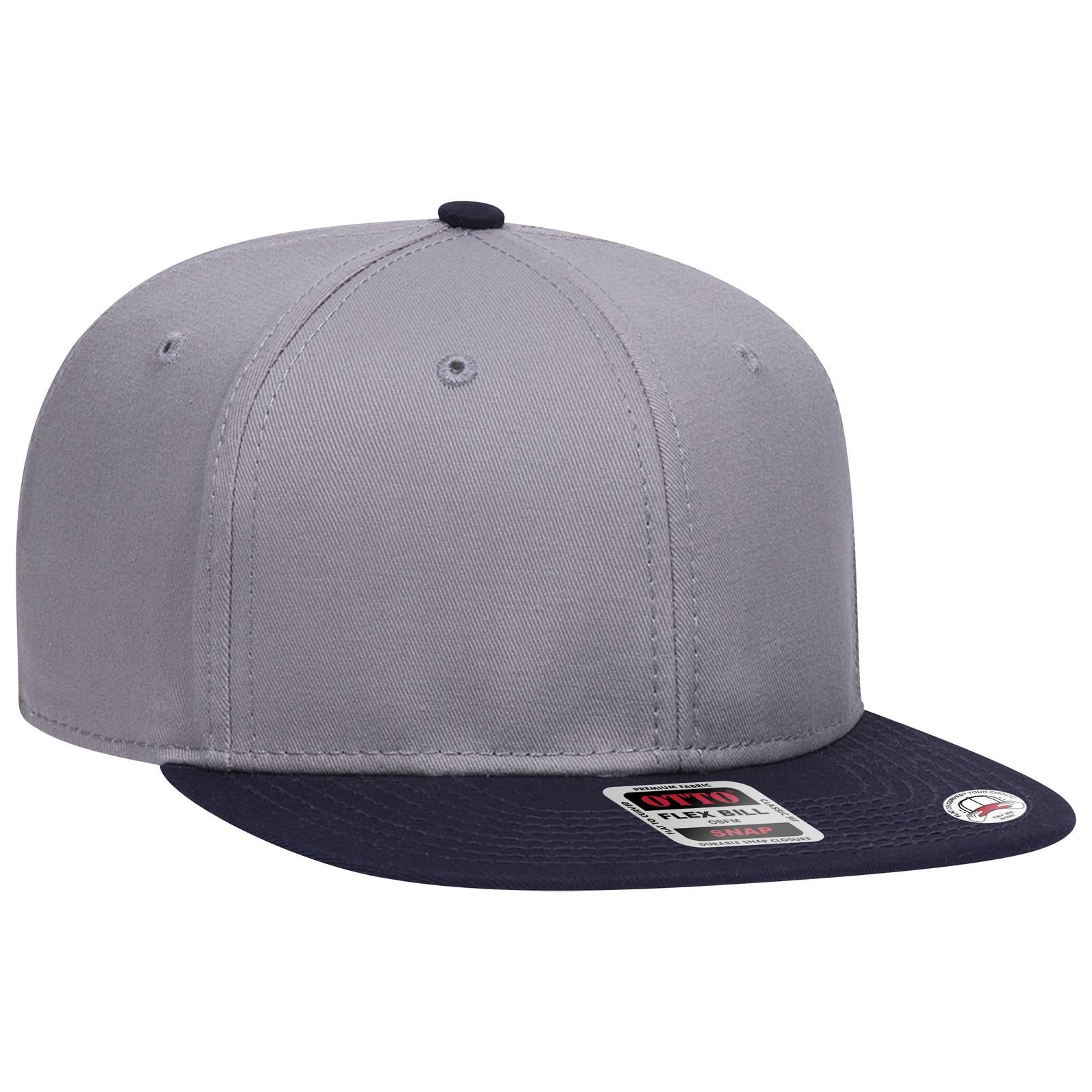 Front View of 041414 - Nvy/Gry/Gry OTTO CAP “OTTO SNAP” 6 Panel Pro Style Snapback Hat
