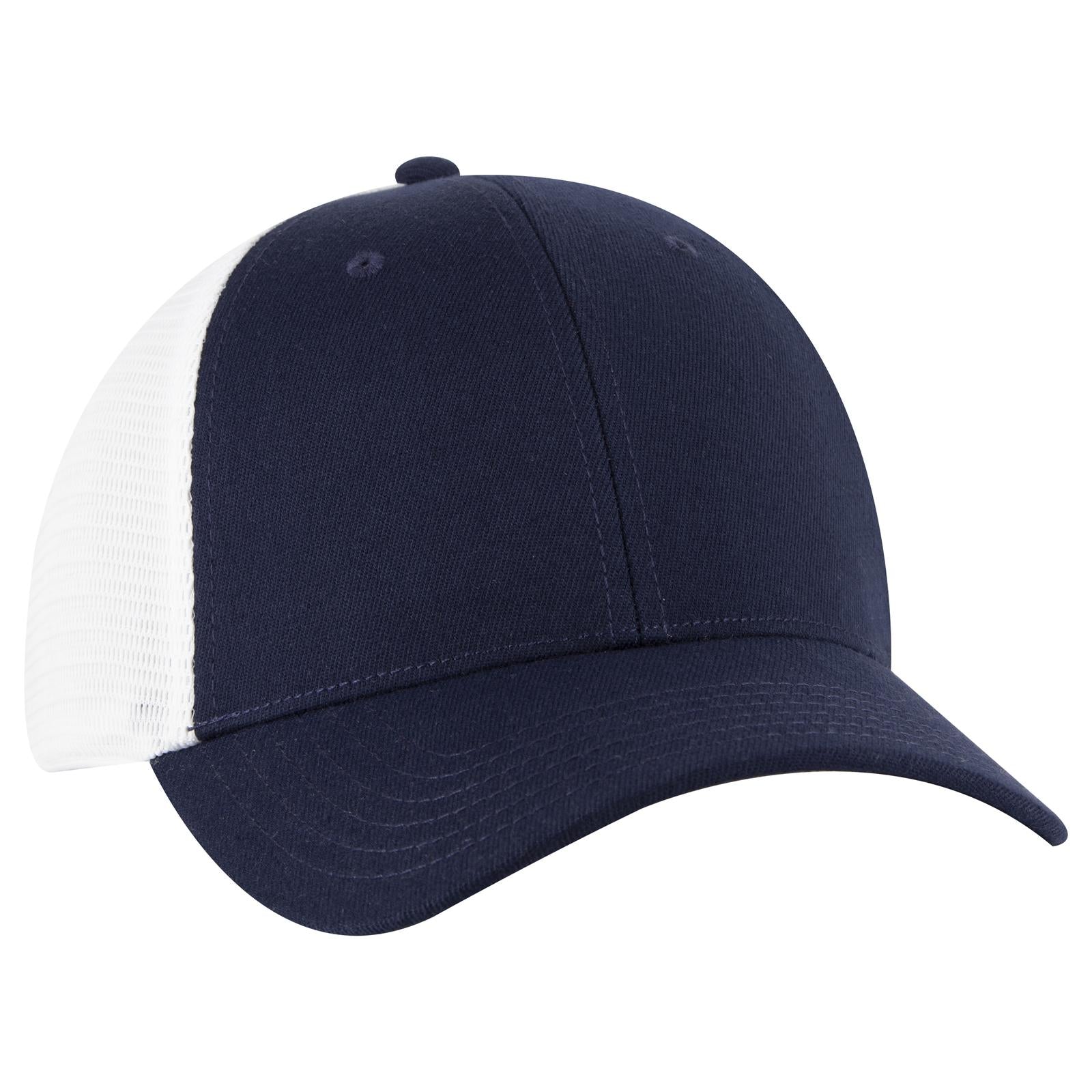 Right View of 0416 - Nvy/Wht OTTO CAP "OTTO COMFY FIT" 6 Panel Low Profile Mesh Back Trucker Hat