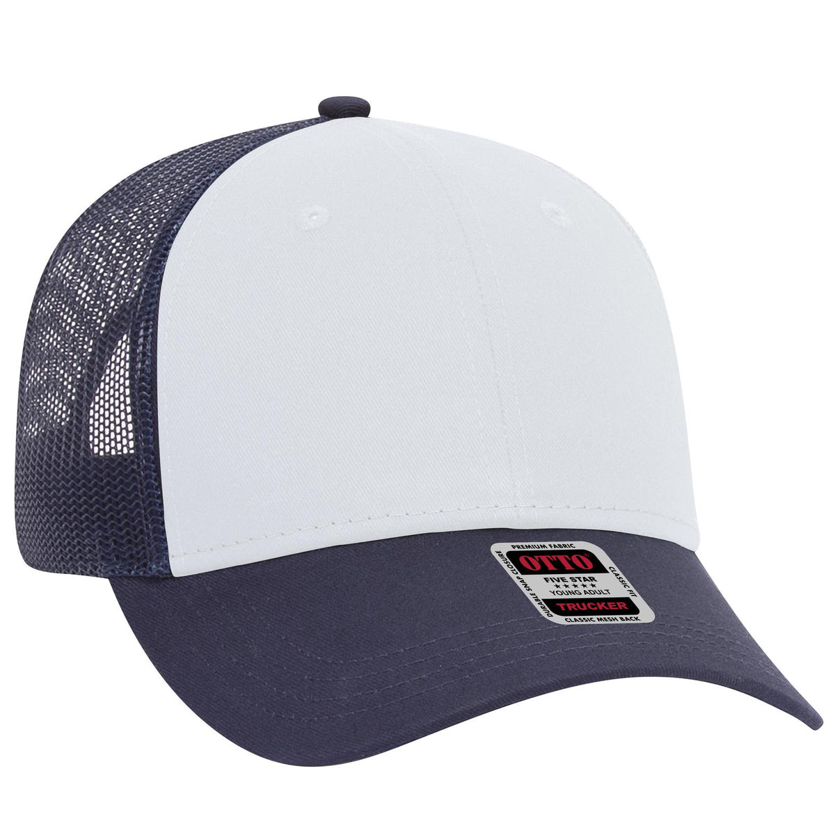 Right View of 041604 - Nvy/Wht/Nvy OTTO CAP 6 Panel Low Profile Mesh Back Trucker Hat