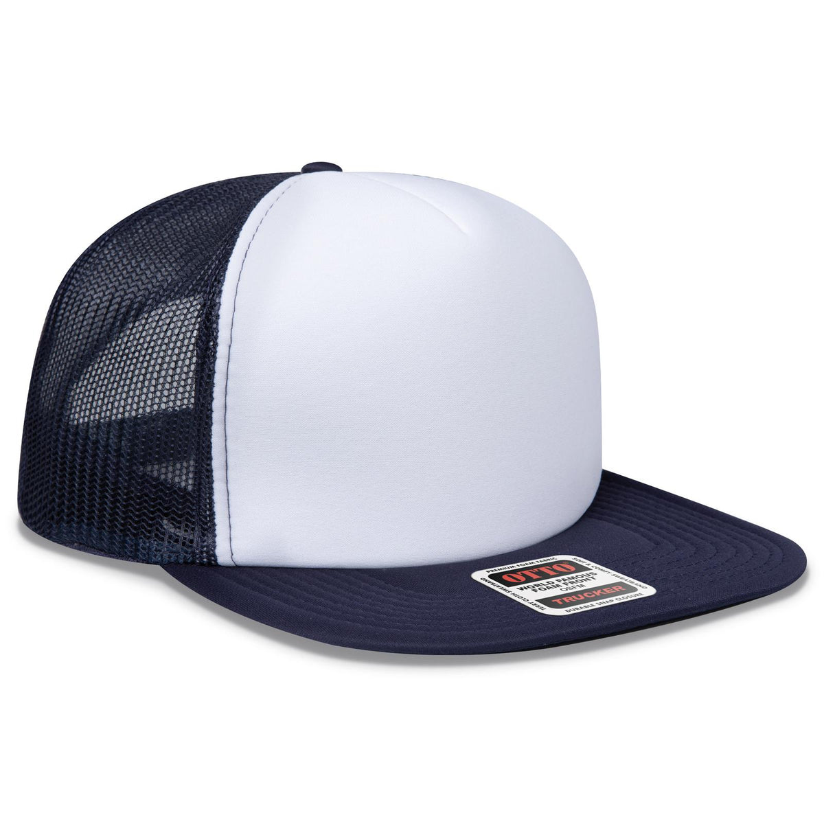 Right View of 041604 - Nvy/Wht/Nvy OTTO CAP "OTTO SNAP" 5 Panel High Crown Mesh Back Trucker Snapback Hat