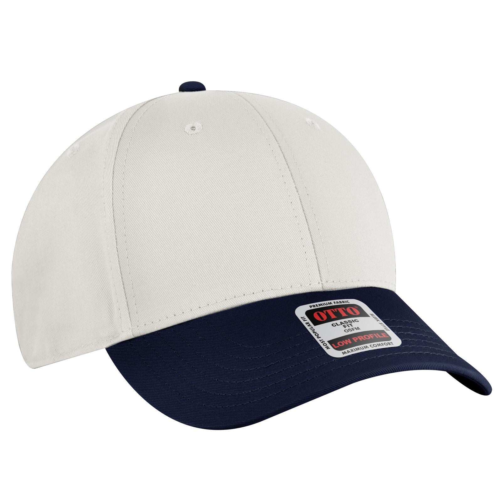 Front View of 041616 - Nvy/Wht/Wht OTTO CAP 6 Panel Low Profile Baseball Cap