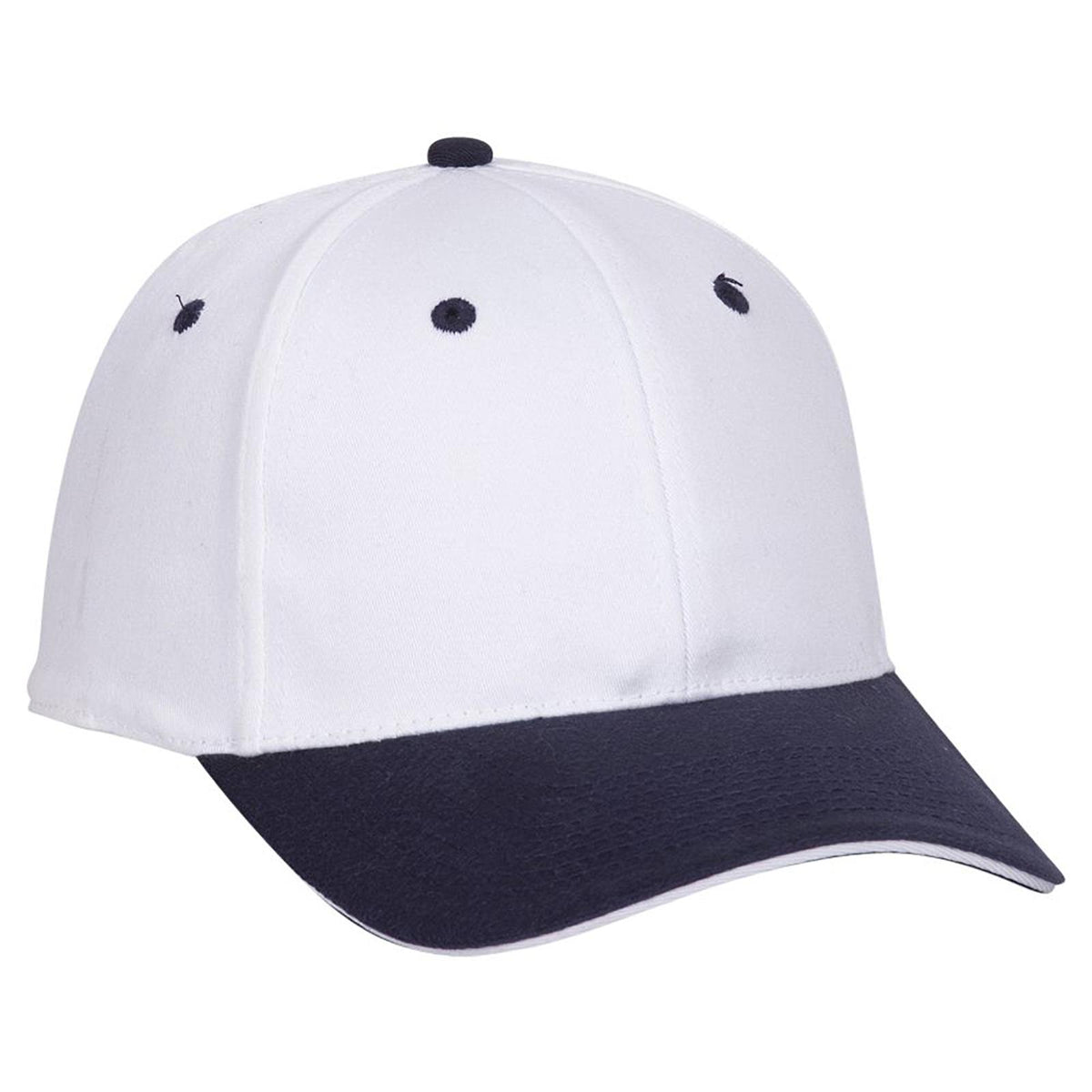Right View of 041616 - Nvy/Wht/Wht OTTO CAP "OTTO FLEX" Fitted 6 Panel Low Profile Baseball Cap
