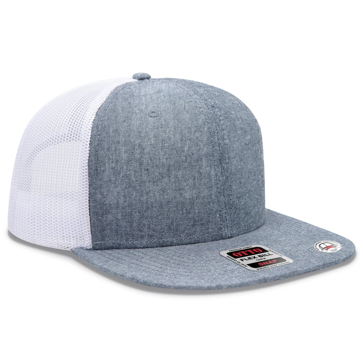 Right View of 0416A - Nvy/Wht OTTO CAP "OTTO SNAP" 6 Panel Pro Style Mesh Back Trucker Snapback Hat