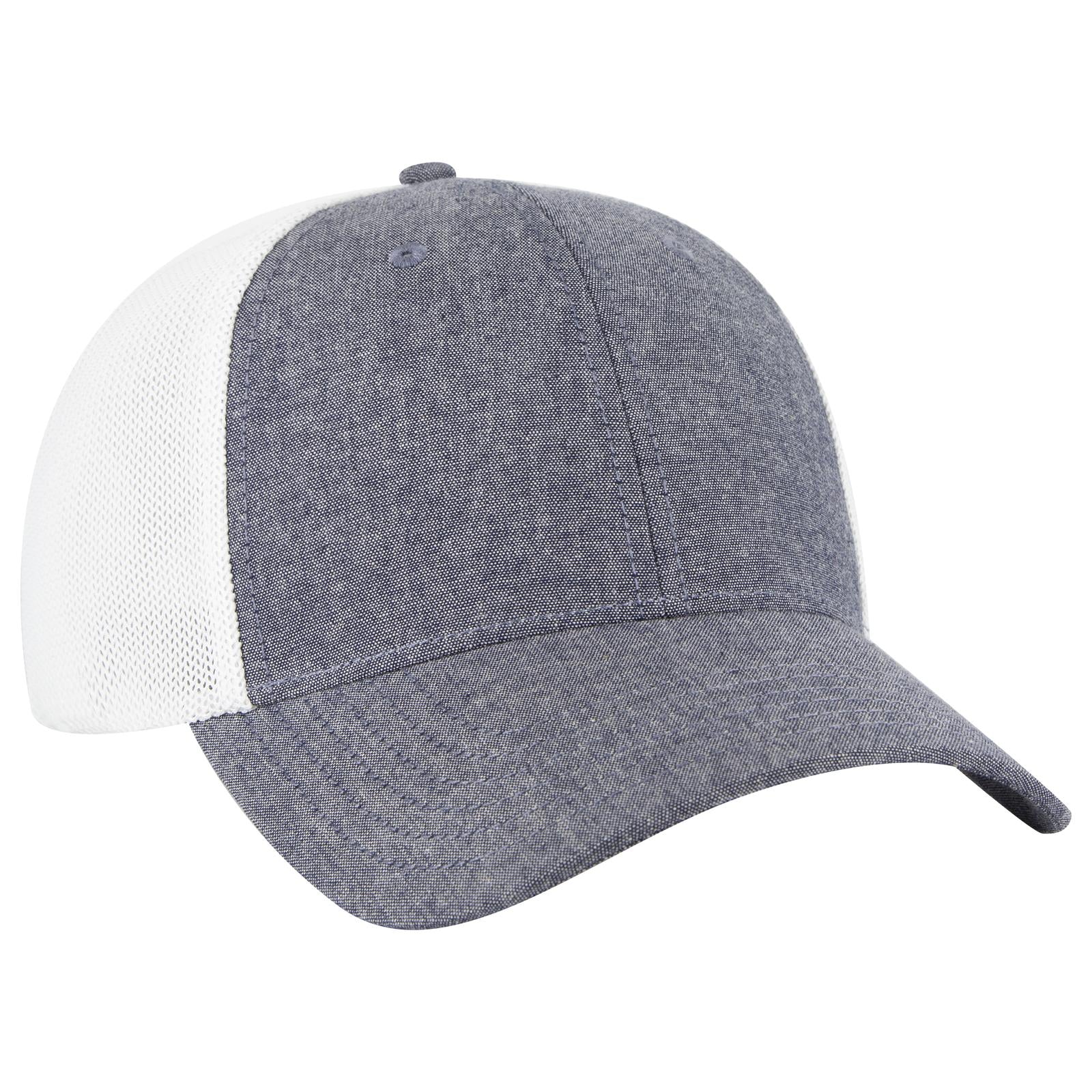 Front View of 0416C - Nvy/Wht OTTO CAP "OTTO COMFY FIT" 6 Panel Low Profile Mesh Back Trucker Hat