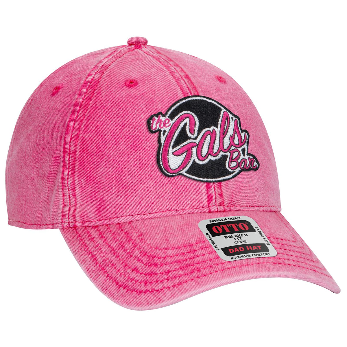 Right View of 042 - Hot Pink OTTO CAP 6 Panel Low Profile Dad Hat
