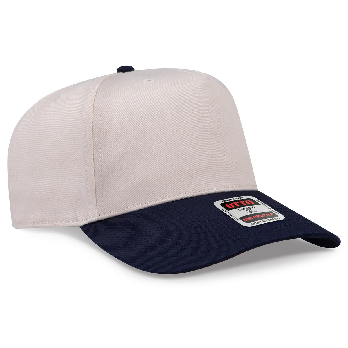 Right View of 0431 - Nvy/Natrl OTTO CAP 5 Panel Mid Profile Baseball Cap