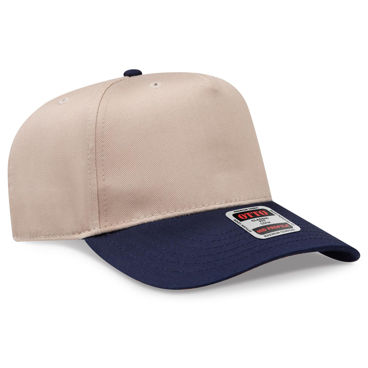 Right View of 0432 - Nvy/Kha OTTO CAP 5 Panel Mid Profile Baseball Cap
