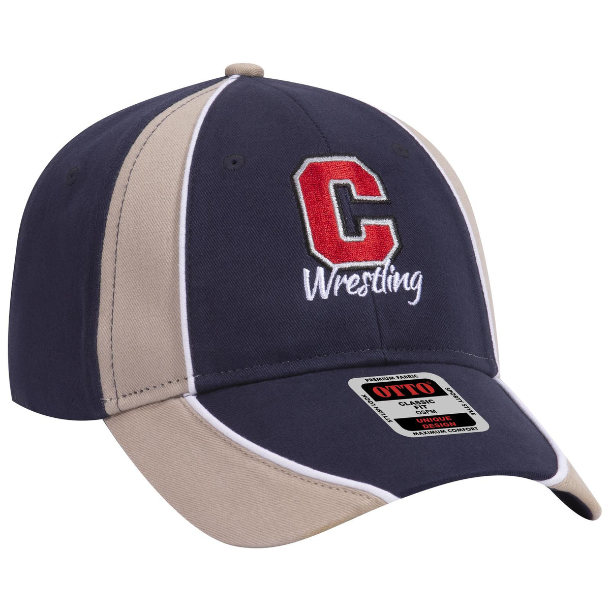 Right View of 043216 - Nvy/Kha/Wht OTTO CAP 6 Panel Low Profile Baseball Cap