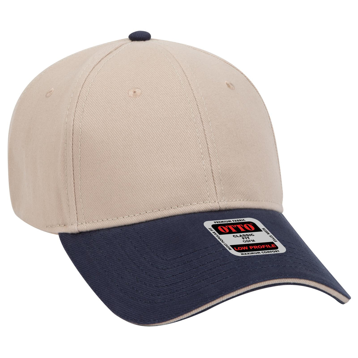 Right View of 043232 - Nvy/Kha/Kha OTTO CAP 6 Panel Low Profile Baseball Cap