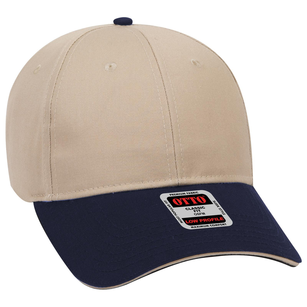 Right View of 043232 - Nvy/Kha/Kha OTTO CAP 6 Panel Low Profile Baseball Cap