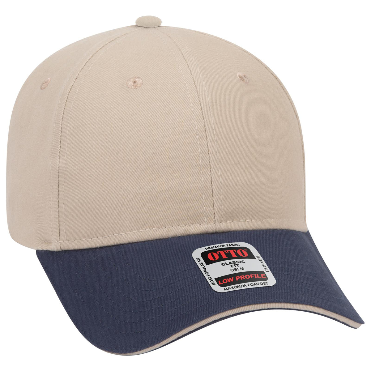 Right View of 043232 - Nvy/Kha/Kha OTTO CAP 6 Panel Low Profile Baseball Cap