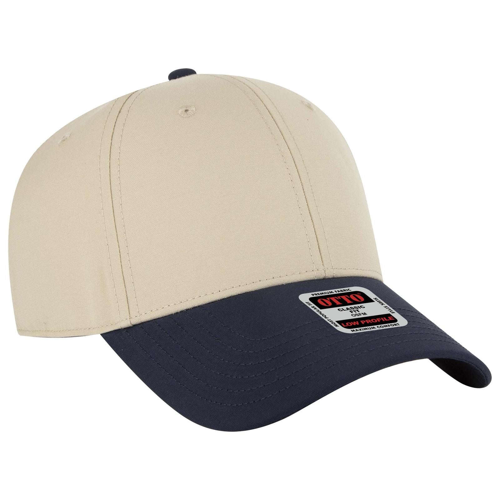 Front View of 043232B - Nvy/Khk/Khk OTTO CAP 6 Panel Low Profile Baseball Cap