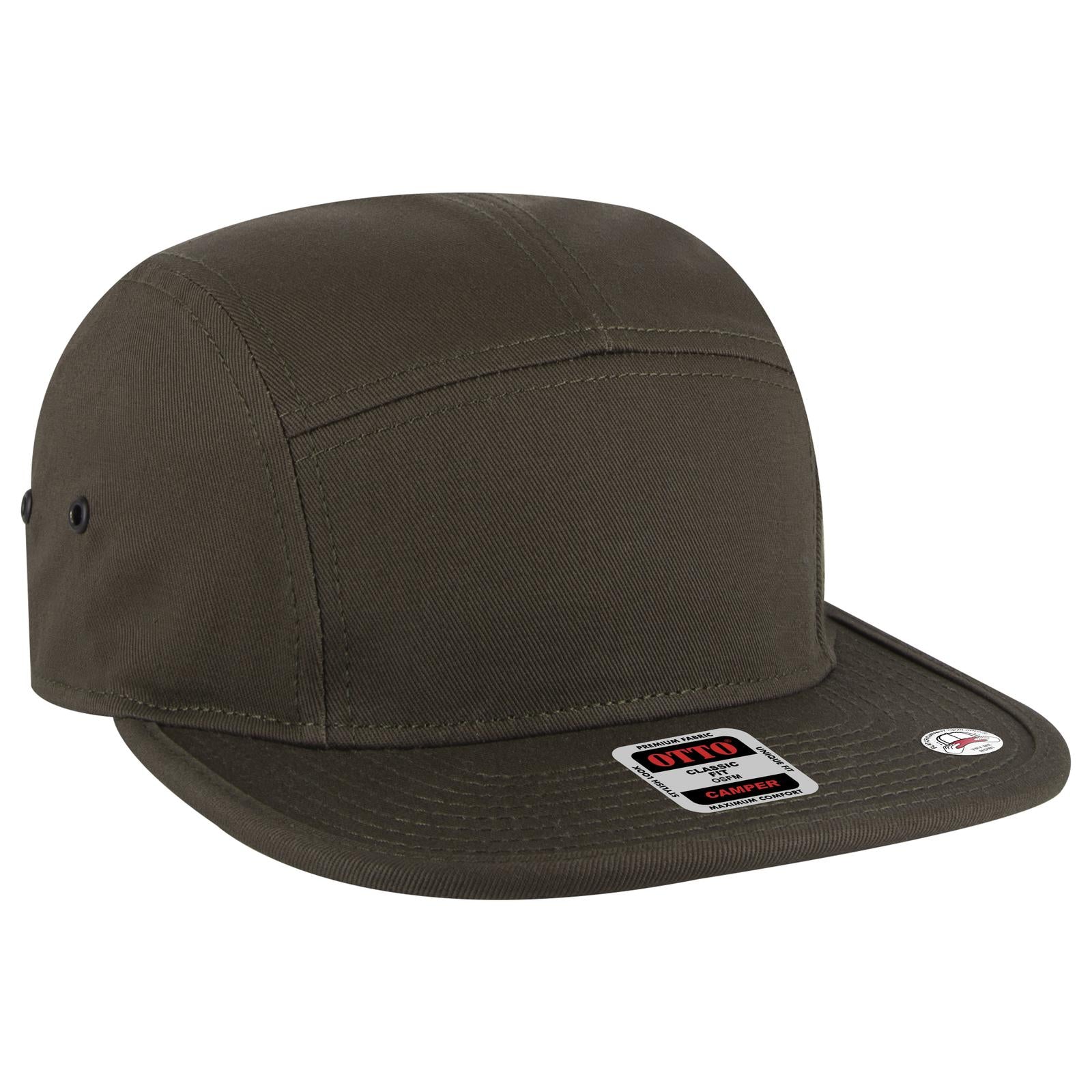 Front View of 046 - Dk. Ol. Green OTTO CAP 5 Panel Camper Hat
