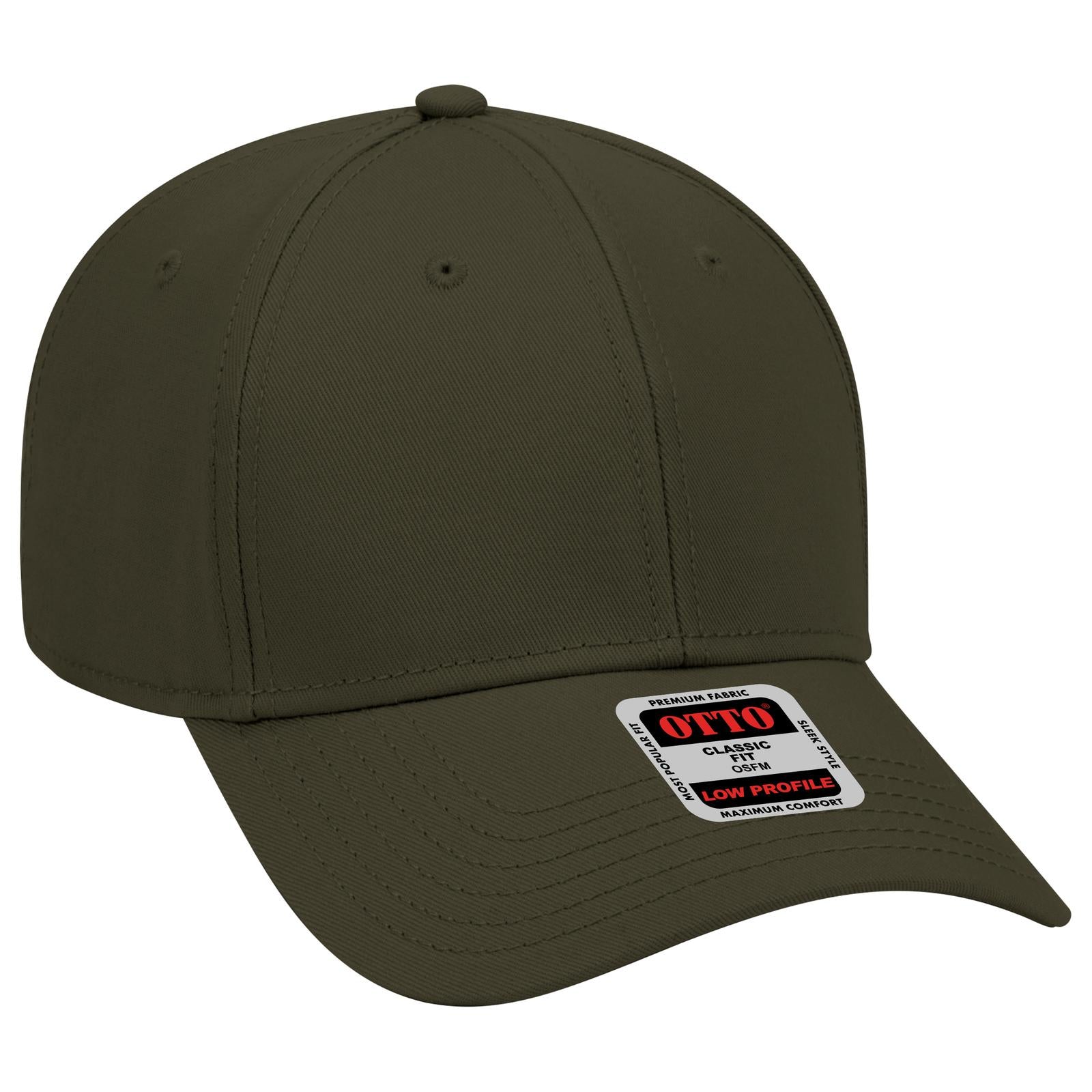 Front View of 046 - Dk. Ol. Green OTTO CAP 6 Panel Low Profile Baseball Cap