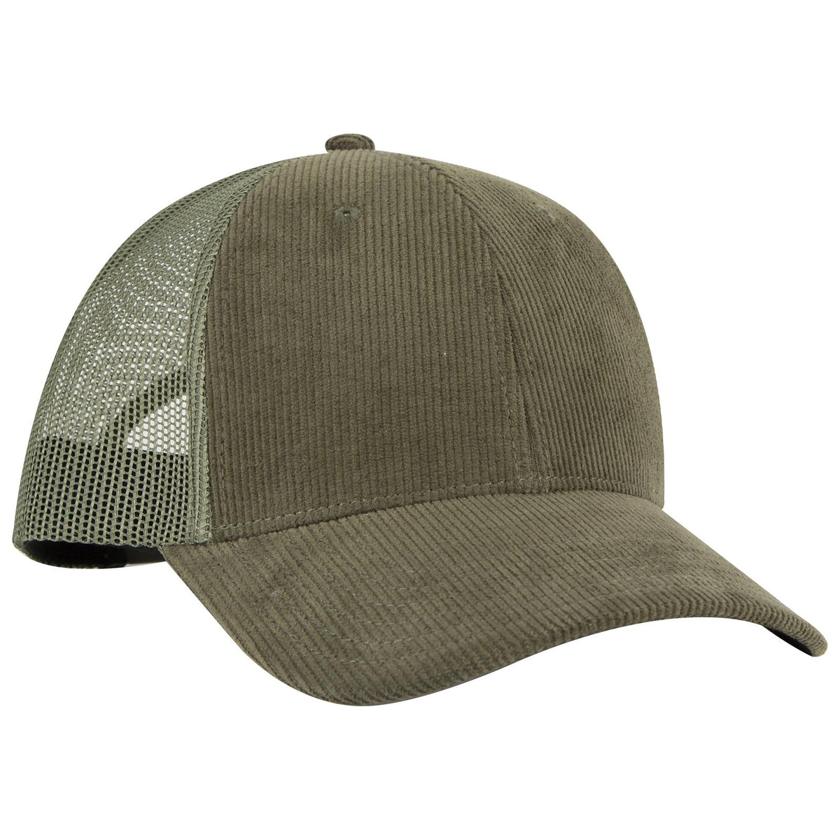 Right View of 046F - Dk Ol Grn OTTO CAP 6 Panel Low Profile Mesh Back Trucker Hat
