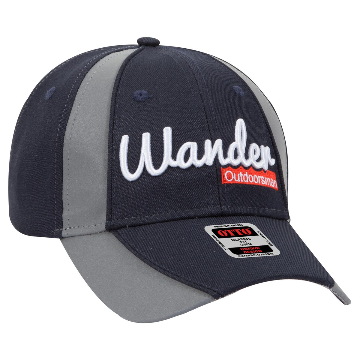 Right View of 0498 - Nvy/Ref.Gry OTTO CAP 6 Panel Low Profile Baseball Cap