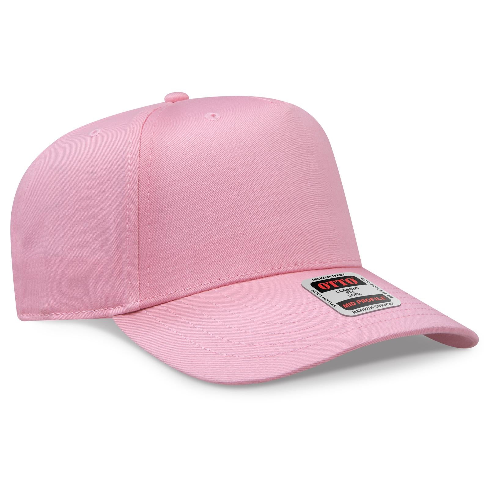 Right View of 050 - Pink OTTO CAP 5 Panel Mid Profile Baseball Cap