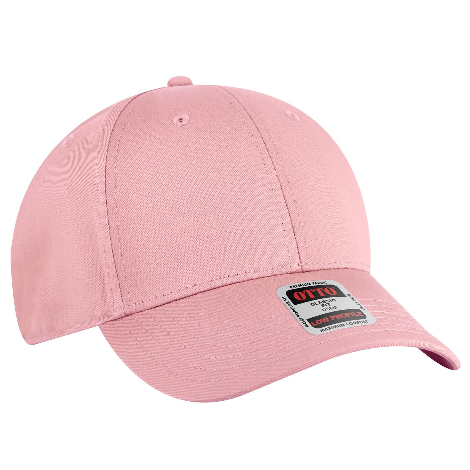 Front View of 050 - Pink OTTO CAP 6 Panel Low Profile Baseball Cap