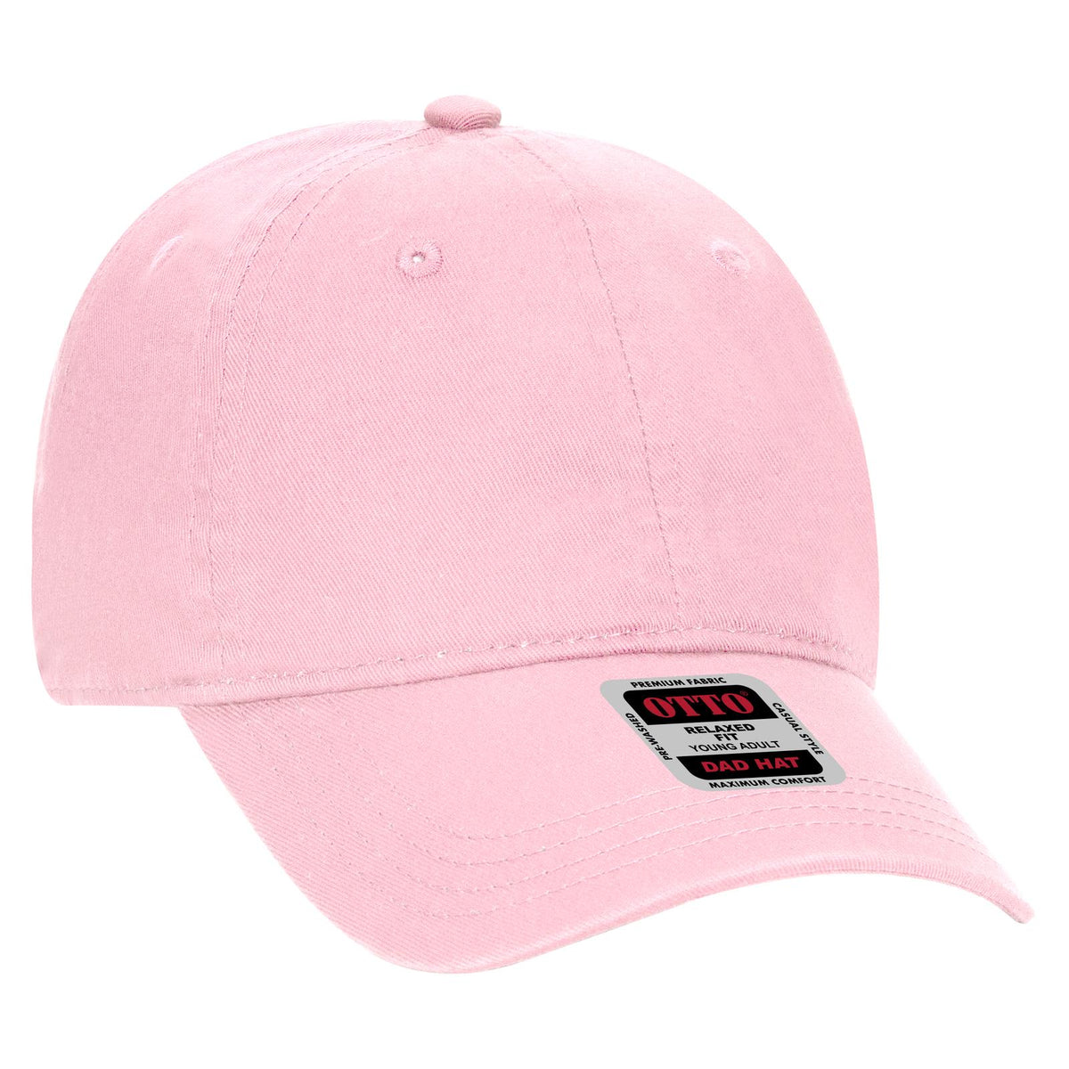 Right View of 050 - Pink OTTO CAP 6 Panel Low Profile Dad Hat