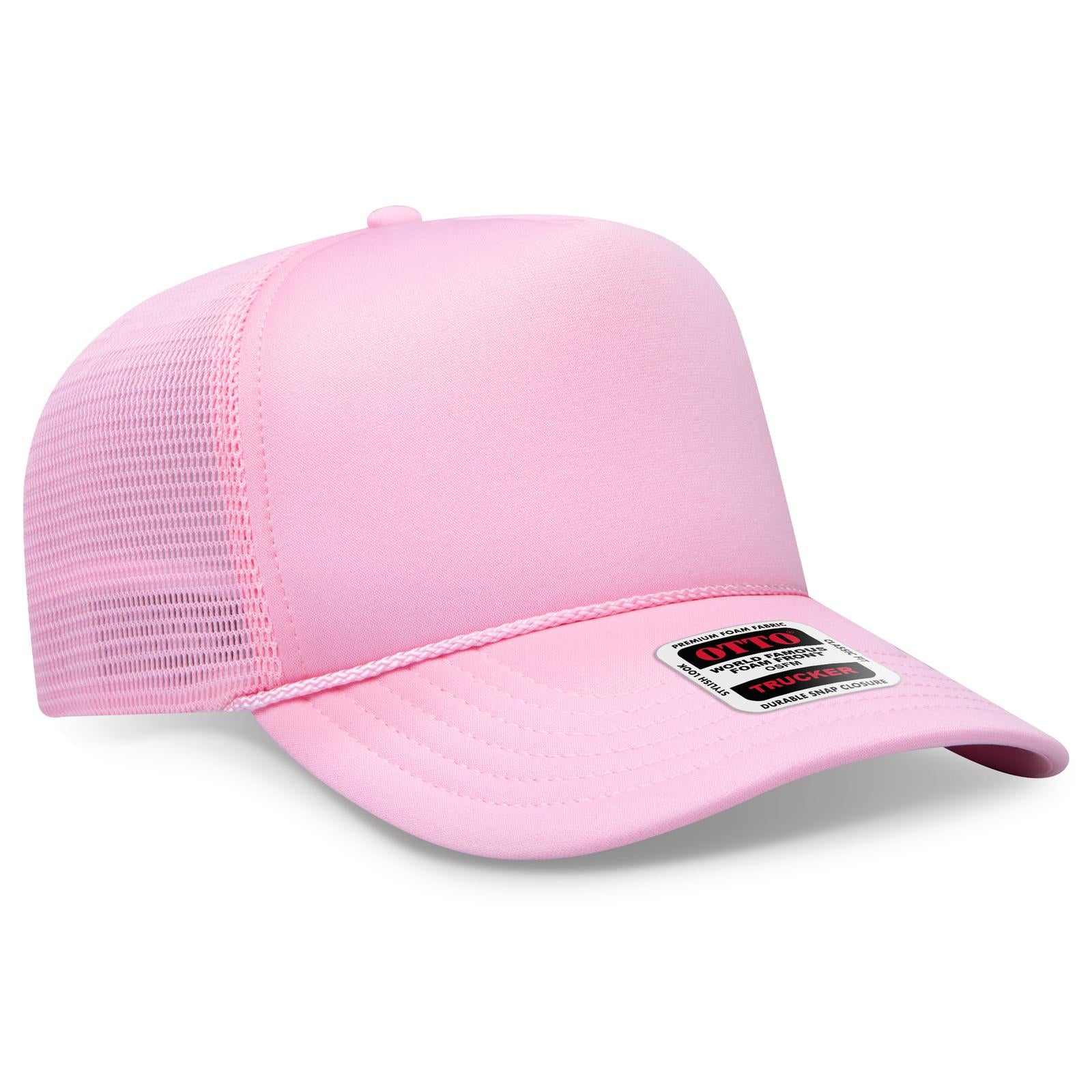 Right View of 050 - Pink OTTO CAP "OTTO COMFY FIT" 5 Panel High Crown Mesh Back Trucker Hat
