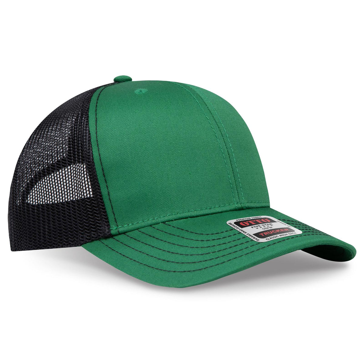 Right View of 050503 - Kly/Kly/Blk OTTO CAP 6 Panel Mid Profile Mesh Back Trucker Hat