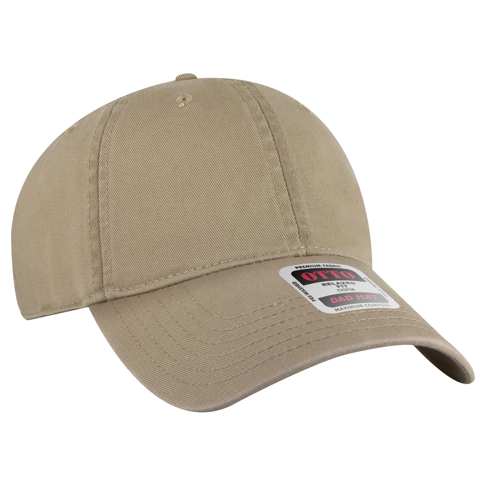 Front View of 053 - Dk. Khaki OTTO CAP 6 Panel Low Profile Dad Hat