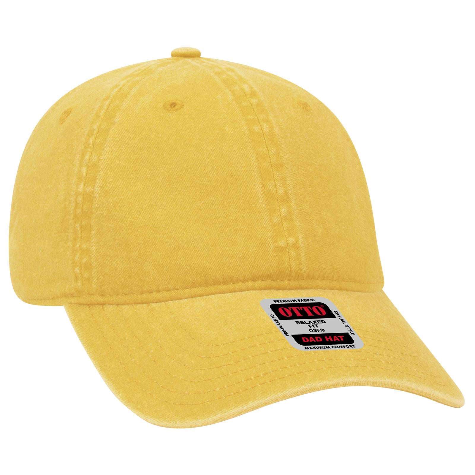 Right View of 058 - Bright Yellow OTTO CAP 6 Panel Low Profile Dad Hat