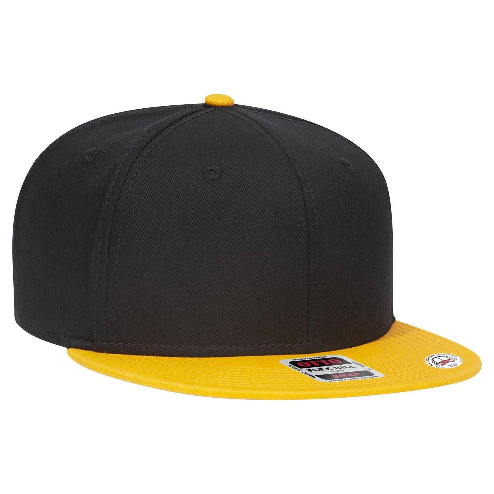 Front View of 060303 - Gld/Blk/Blk OTTO CAP “OTTO SNAP” 6 Panel Pro Style Snapback Hat