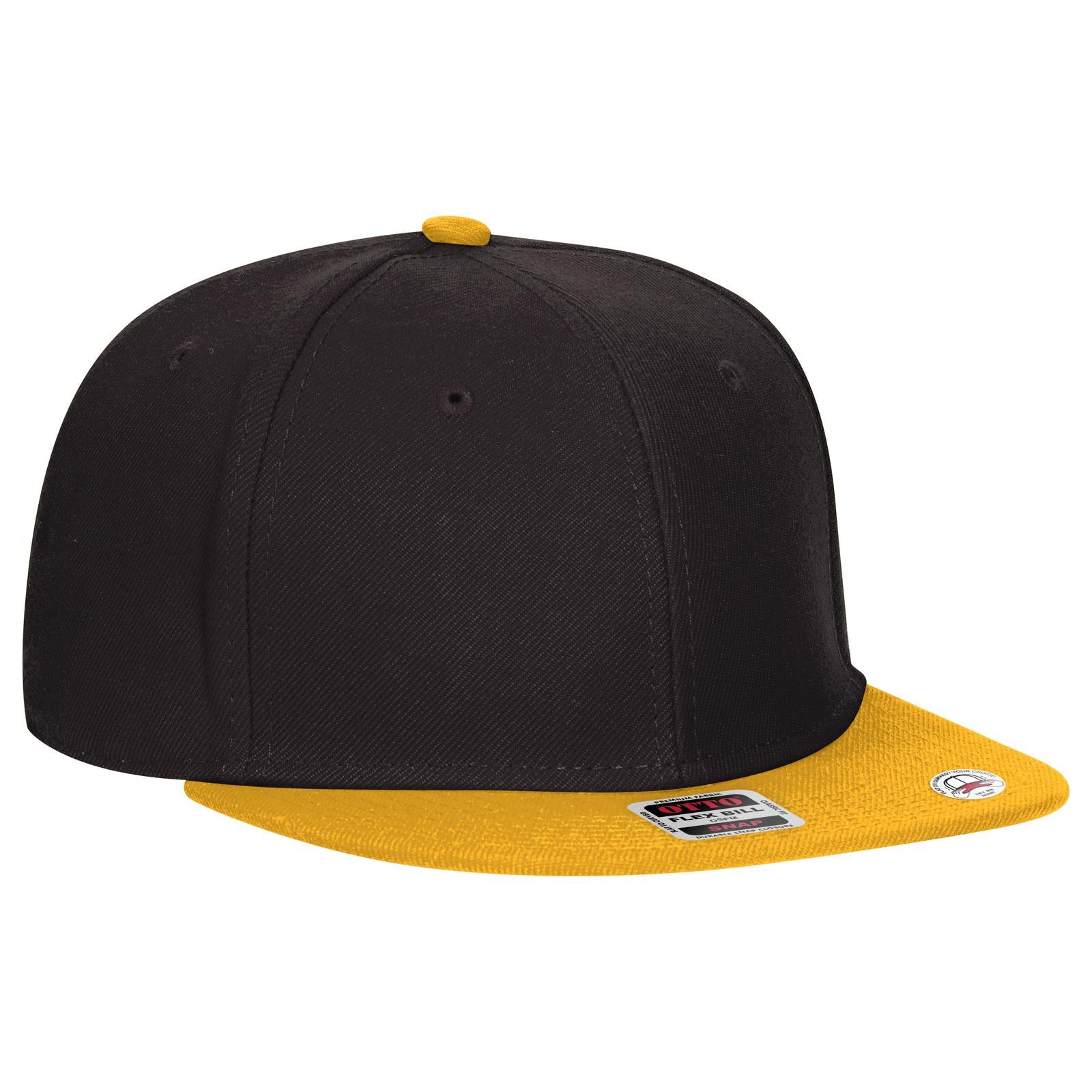 Front View of 060303 - Gld/Blk/Blk OTTO CAP "OTTO SNAP" 6 Panel Pro Style Snapback Hat