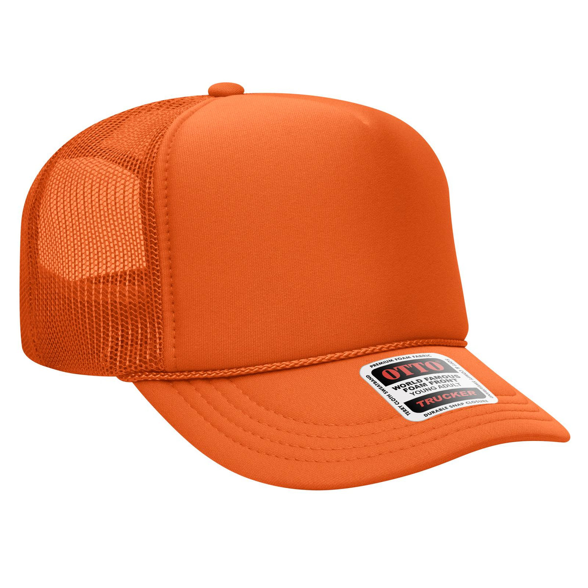 Right View of 062 - Orange OTTO CAP 5 Panel High Crown Mesh Back Trucker Hat