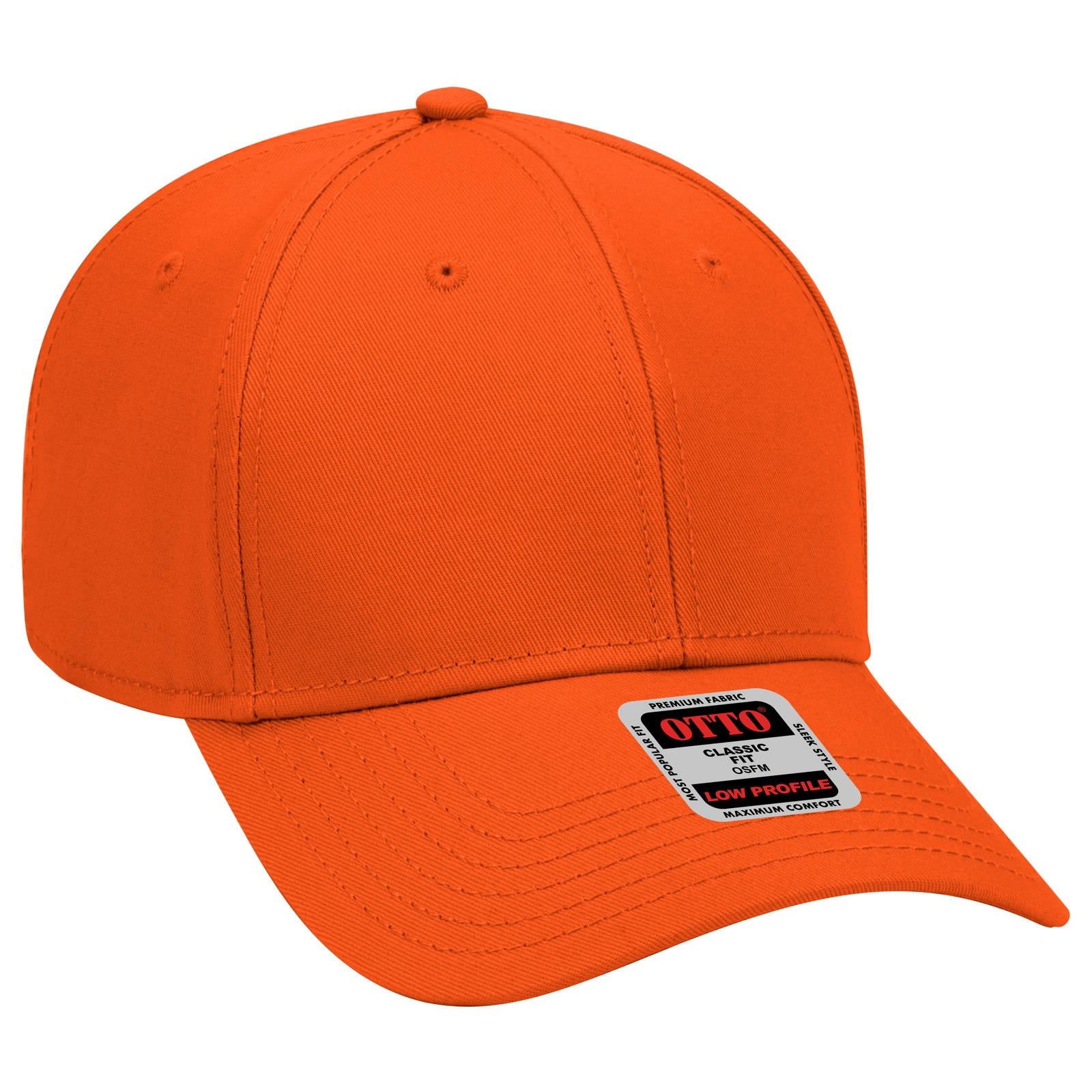 Front View of 062 - Orange OTTO CAP 6 Panel Low Profile Baseball Cap
