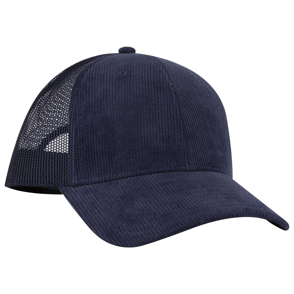 Right View of 067F - Nv Blu OTTO CAP 6 Panel Low Profile Mesh Back Trucker Hat