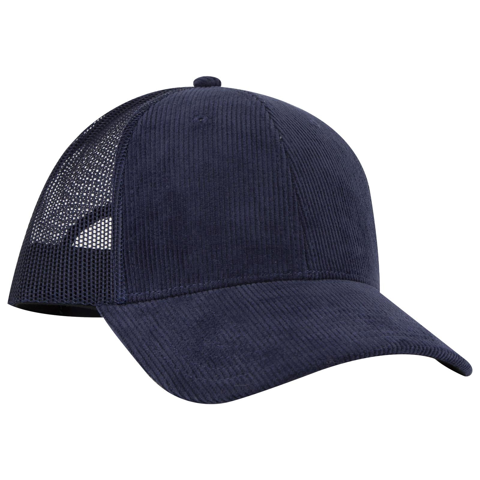 Front View of 067F - Nv Blu OTTO CAP 6 Panel Low Profile Mesh Back Trucker Hat