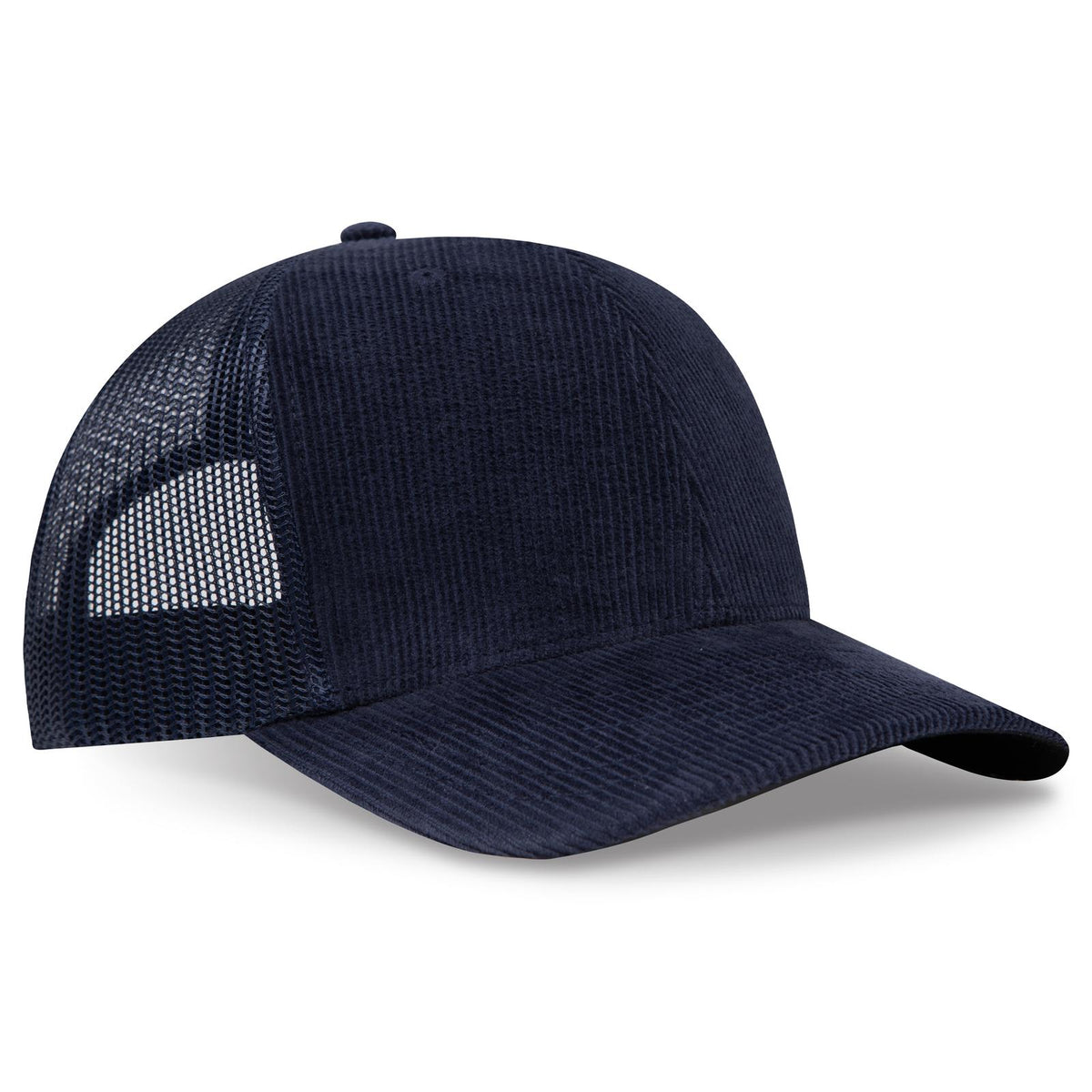 Right View of 067F - Nv Blu OTTO CAP 6 Panel Mid Profile Mesh Back Trucker Hat