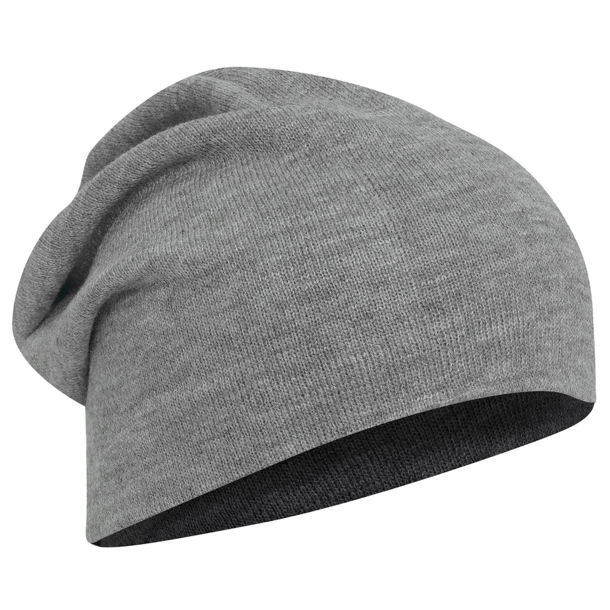 Right View of 074 - Heath. Gray OTTO CAP 11 3/4" Comfort Slouch Beanie
