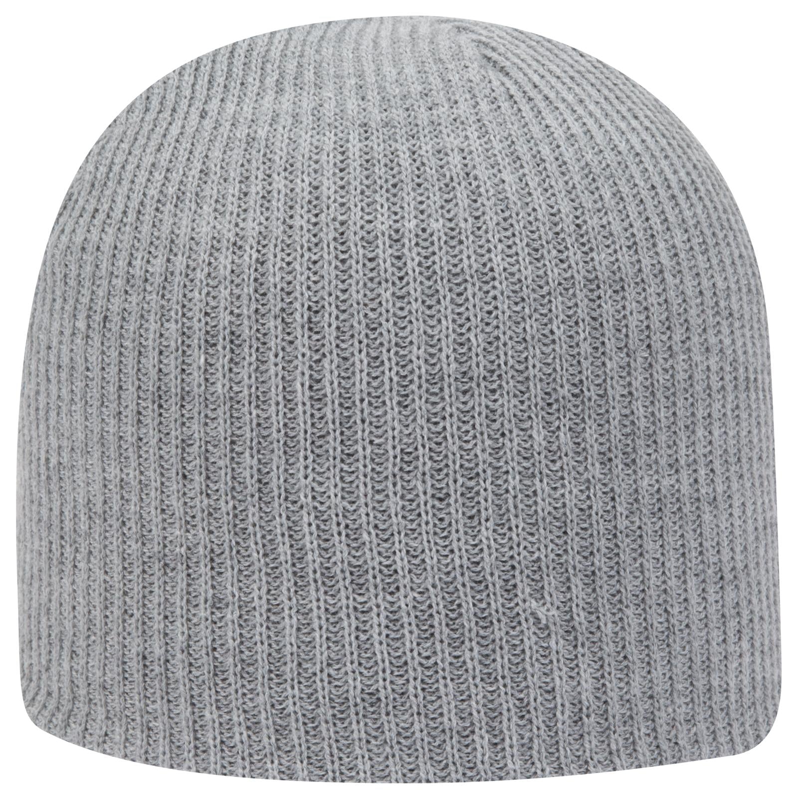 Front View of 074 - Heath. Gray OTTO CAP 9 1/2" Premium Rib Knit Beanie