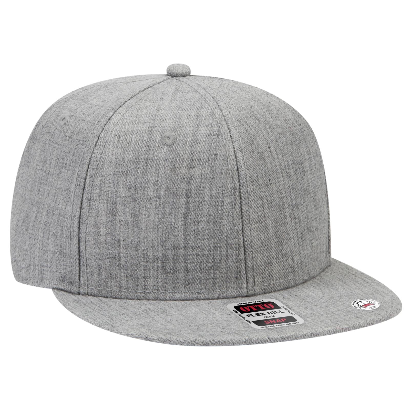 Front View of 074 - Heath. Gray OTTO CAP "OTTO SNAP" 6 Panel Pro Style Snapback Hat