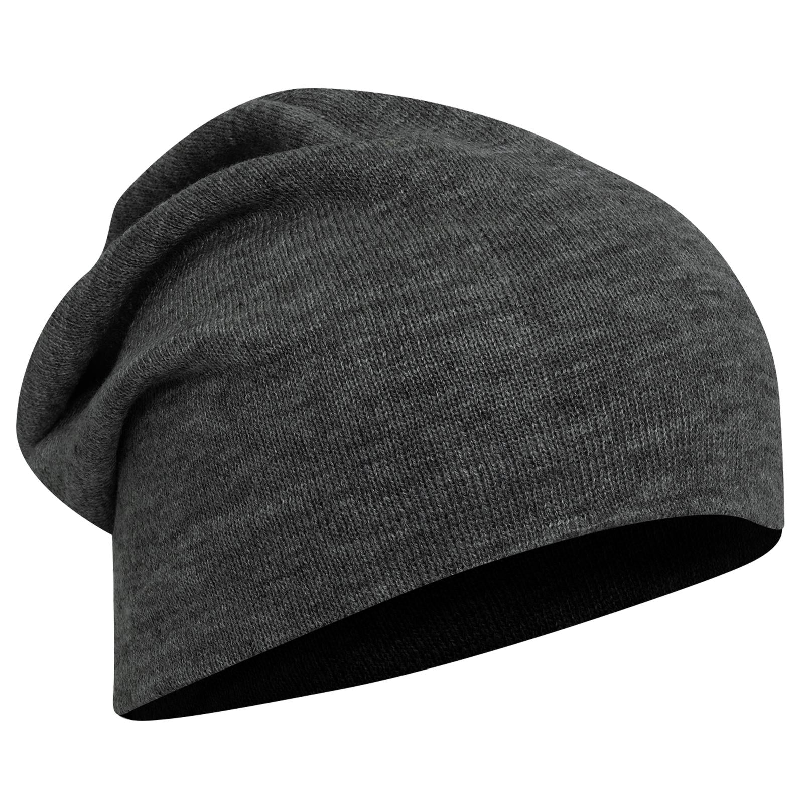 Front View of 080 - Heath. Black OTTO CAP 11 3/4" Comfort Slouch Beanie