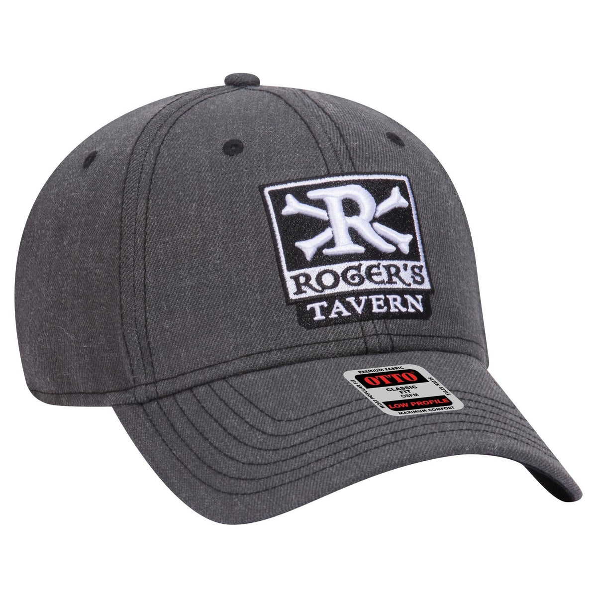 Right View of 080 - Heath. Black OTTO CAP 6 Panel Low Profile Baseball Cap