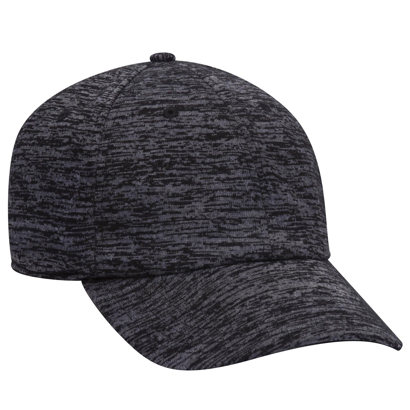 Front View of 080 - Heath. Black OTTO CAP 6 Panel Low Profile Baseball Cap