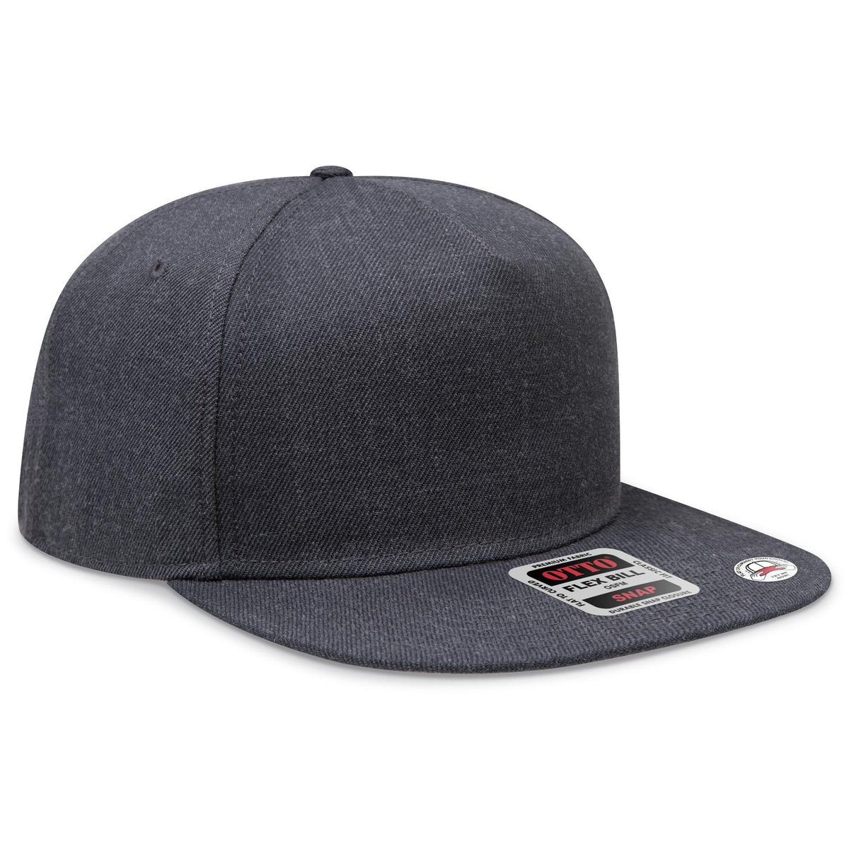 Right View of 080 - Heath. Black OTTO CAP "OTTO SNAP" 5 Panel Pro Style Snapback Hat
