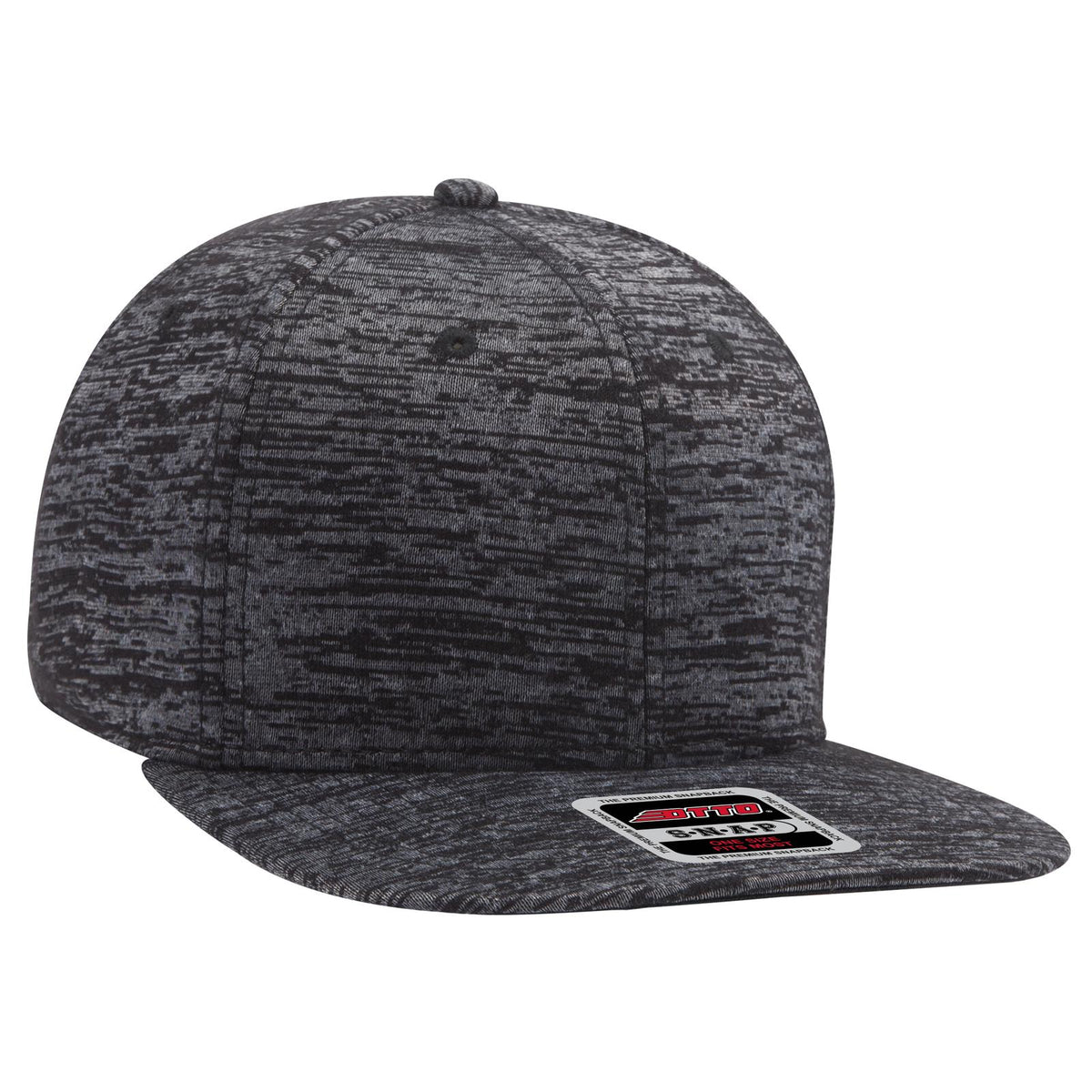 Right View of 080 - Heath. Black OTTO CAP "OTTO SNAP" 6 Panel Mid Profile Snapback Hat