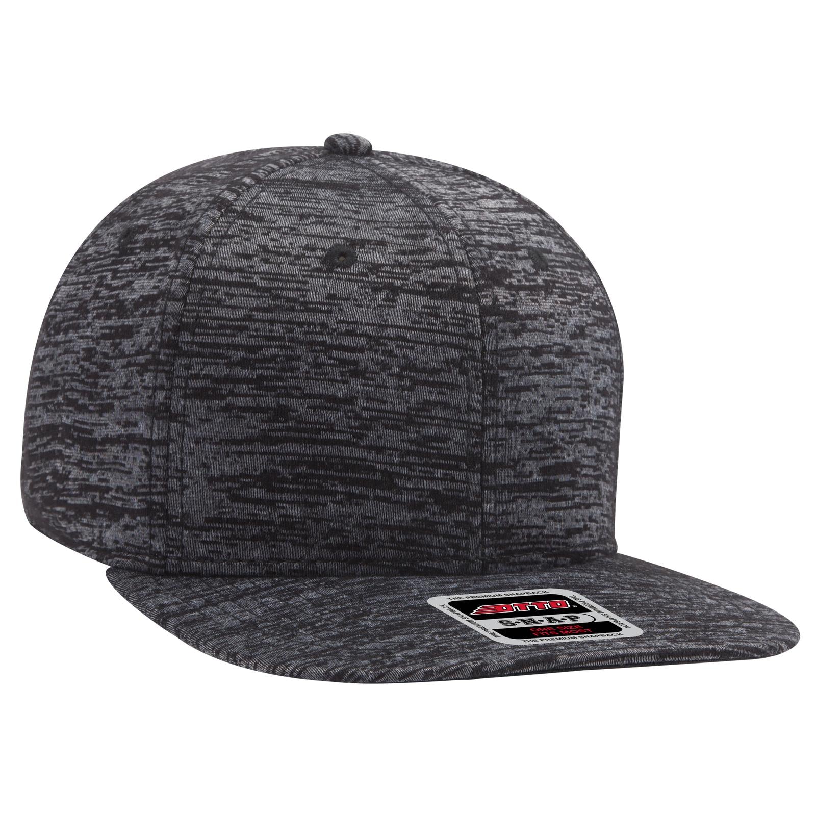 Right View of 080 - Heath. Black OTTO CAP "OTTO SNAP" 6 Panel Mid Profile Snapback Hat